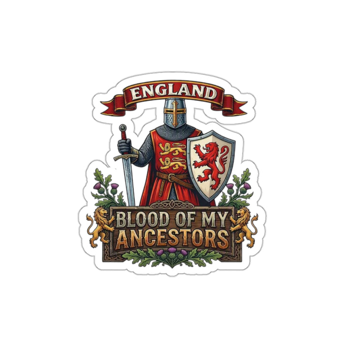 English Knight Crest Die-Cut Sticker — "Blood of My Ancestors" Heritage Decal