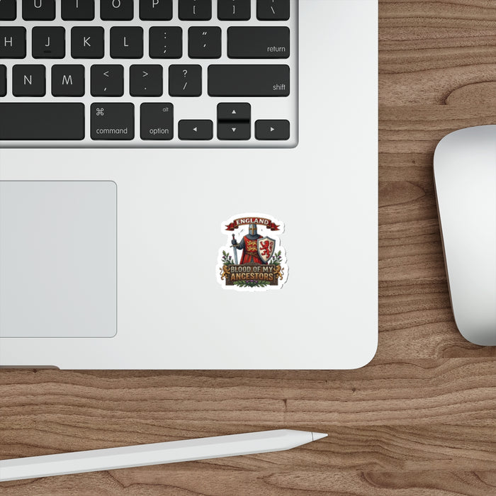 English Knight Crest Die-Cut Sticker — "Blood of My Ancestors" Heritage Decal
