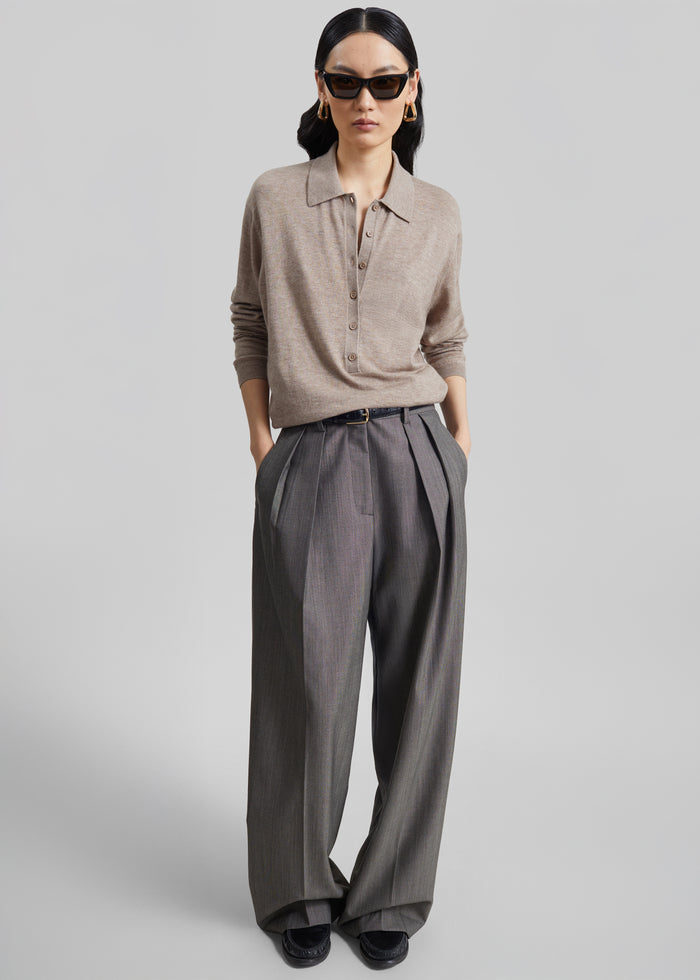 Erena Pleated Trousers - Dark Taupe