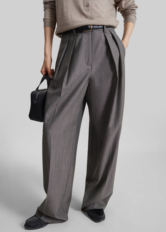 Erena Pleated Trousers - Dark Taupe