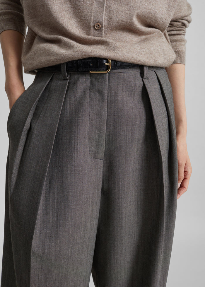 Erena Pleated Trousers - Dark Taupe