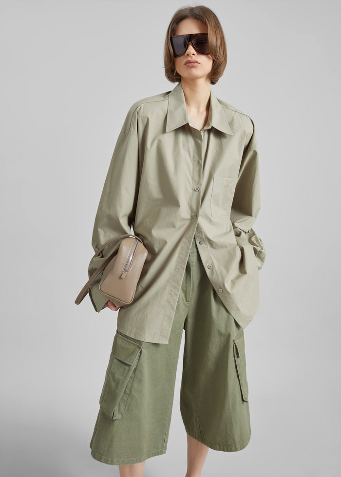 Eston Cotton Oversized Shirt - Sage