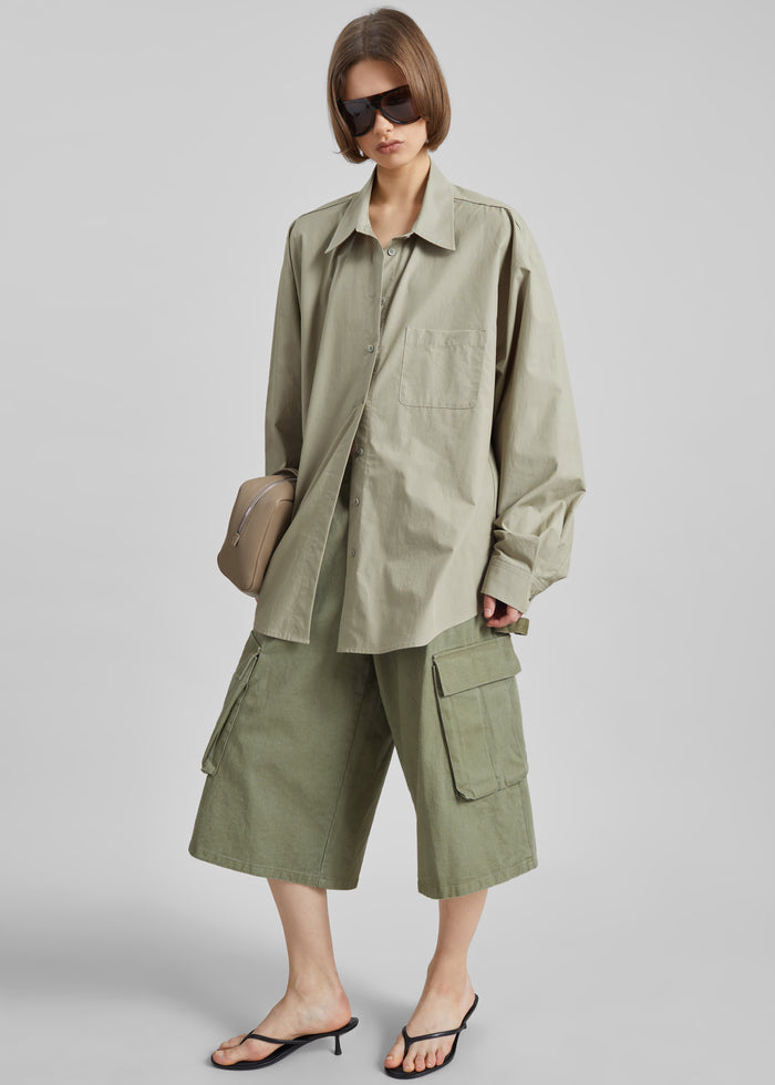 Eston Cotton Oversized Shirt - Sage