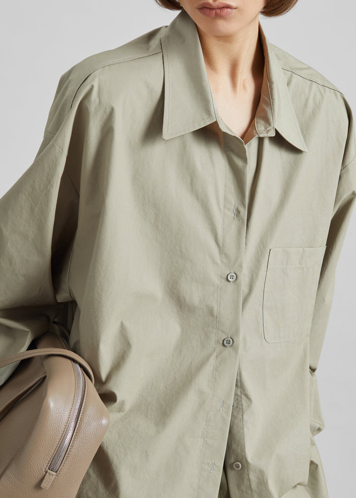 Eston Cotton Oversized Shirt - Sage