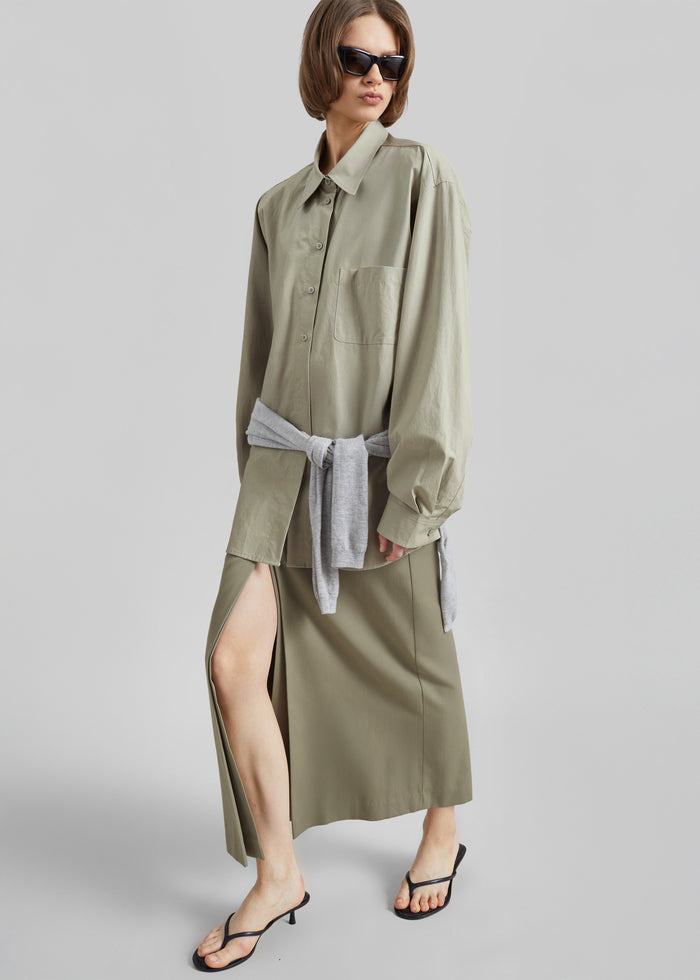 Eston Cotton Oversized Shirt - Sage