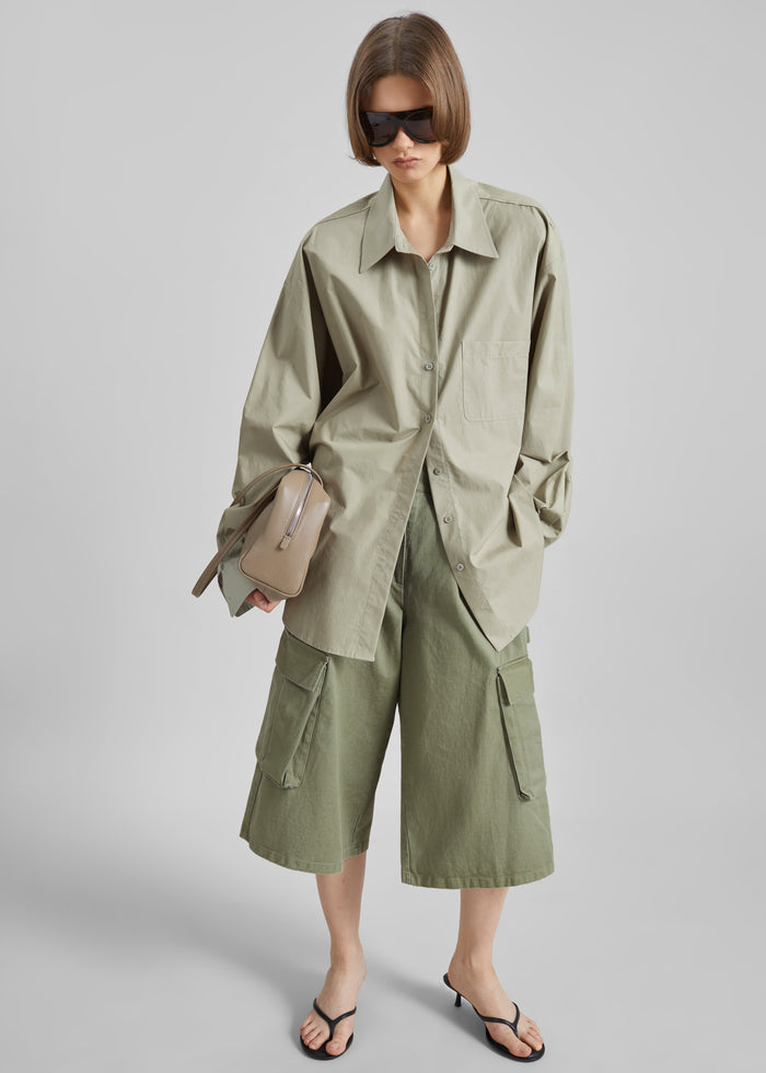 Eston Cotton Oversized Shirt - Sage