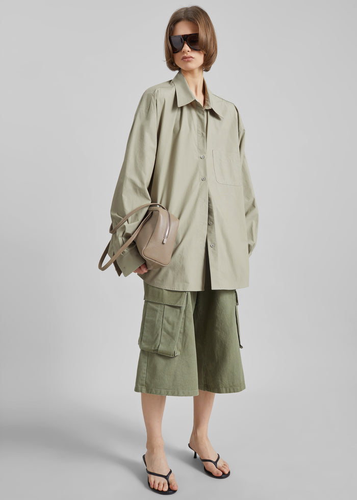 Eston Cotton Oversized Shirt - Sage