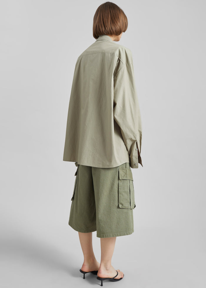 Eston Cotton Oversized Shirt - Sage