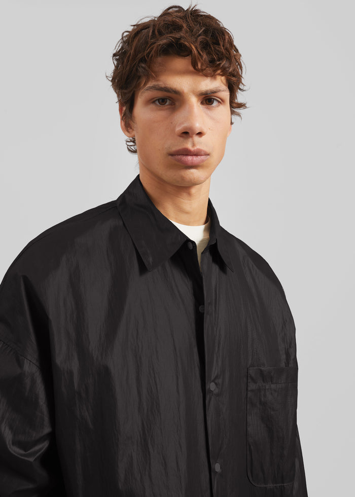 Etah Lustrous Oversized Shirt - Black