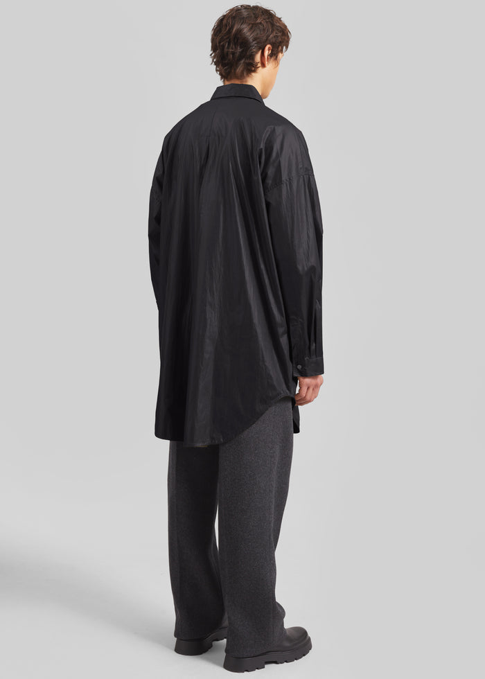Etah Lustrous Oversized Shirt - Black