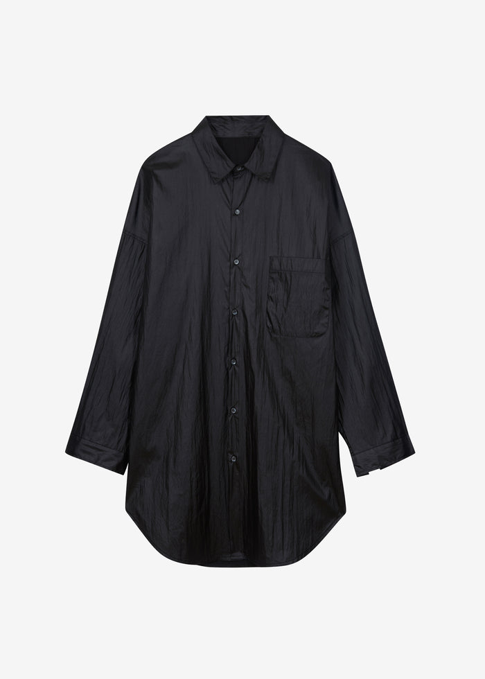 Etah Lustrous Oversized Shirt - Black