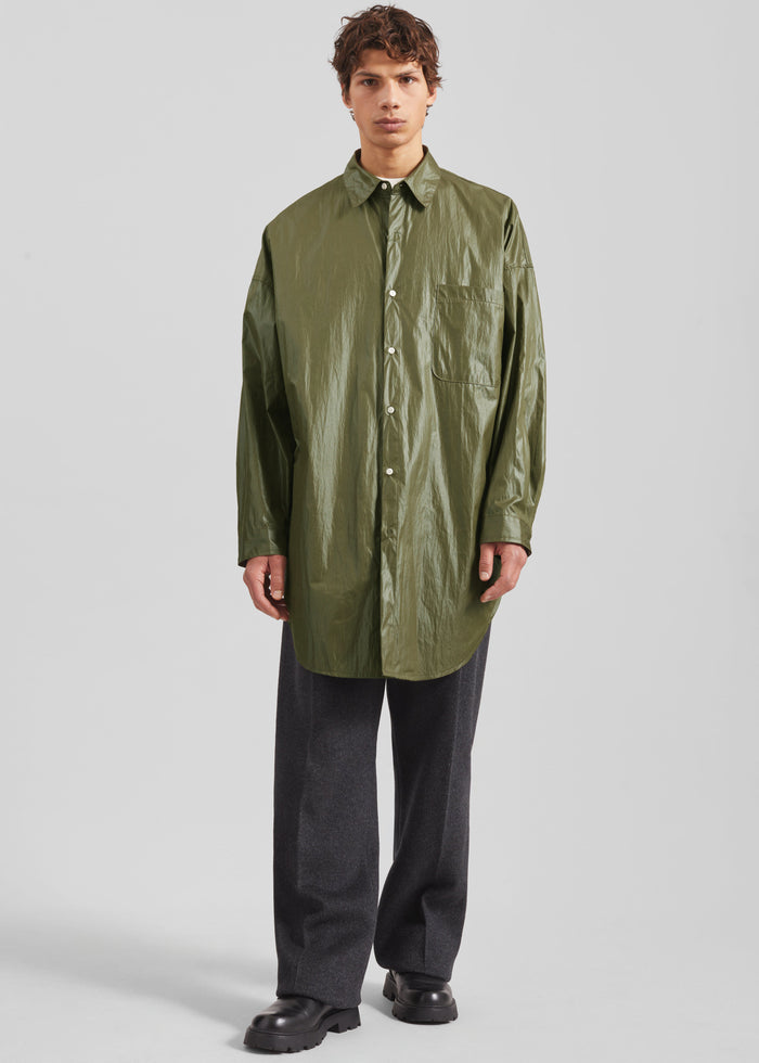 Etah Lustrous Oversized Shirt - Olive