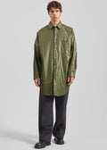 Etah Lustrous Oversized Shirt - Olive
