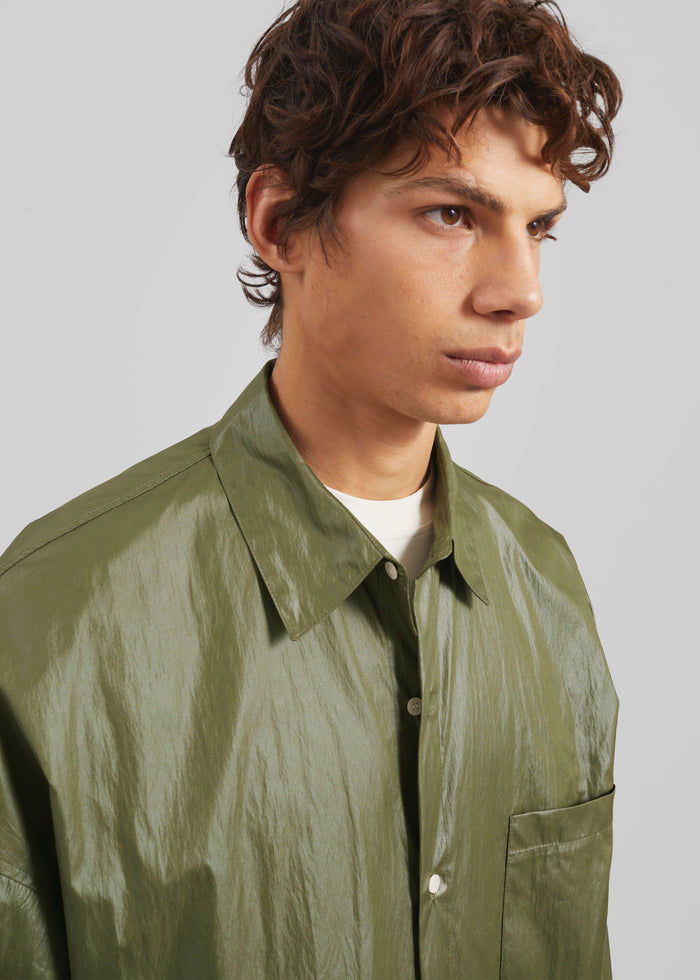 Etah Lustrous Oversized Shirt - Olive