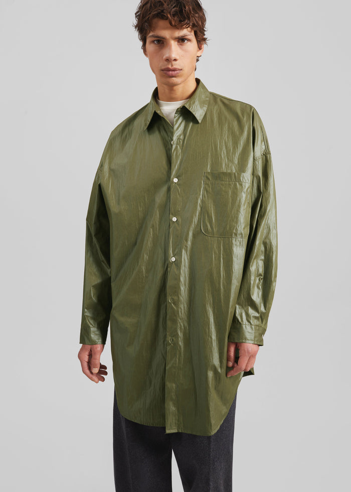 Etah Lustrous Oversized Shirt - Olive