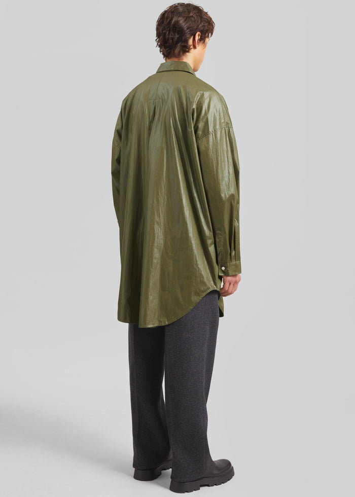 Etah Lustrous Oversized Shirt - Olive