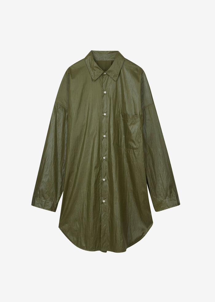 Etah Lustrous Oversized Shirt - Olive