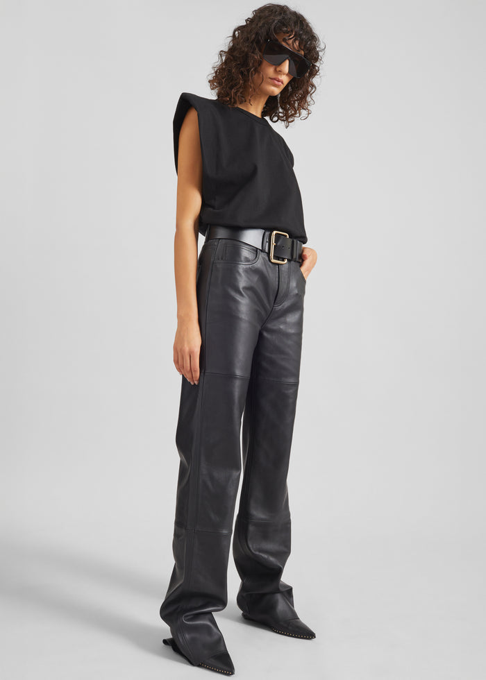 Eva Padded Shoulder Muscle T-Shirt - Black