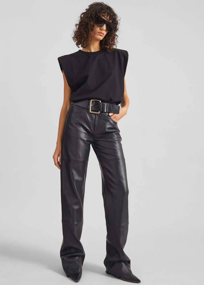 Eva Padded Shoulder Muscle T-Shirt - Black