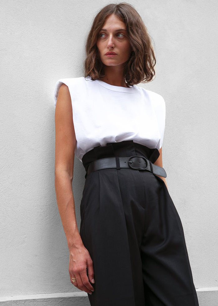 Eva Padded Shoulder Muscle T-Shirt - White