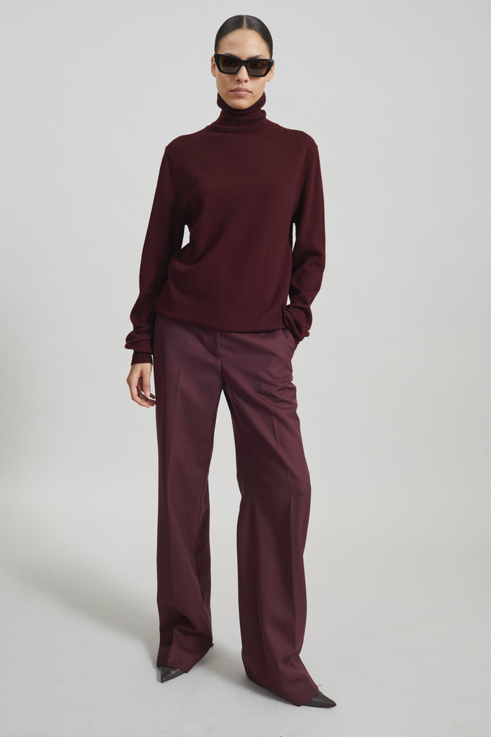 Eve Thin Turtleneck Sweater - Burgundy