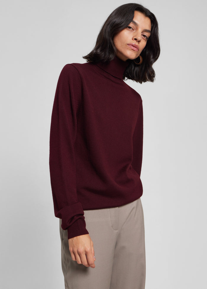 Eve Thin Turtleneck Sweater - Burgundy