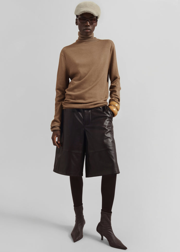 Eve Thin Turtleneck Sweater - Camel