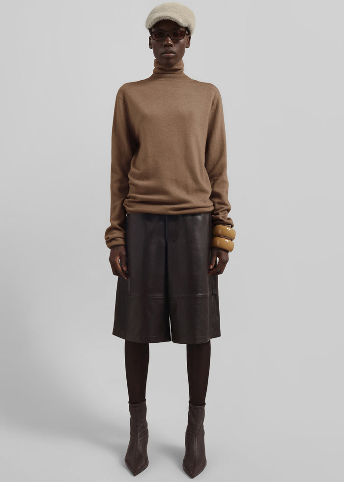 Eve Thin Turtleneck Sweater - Camel