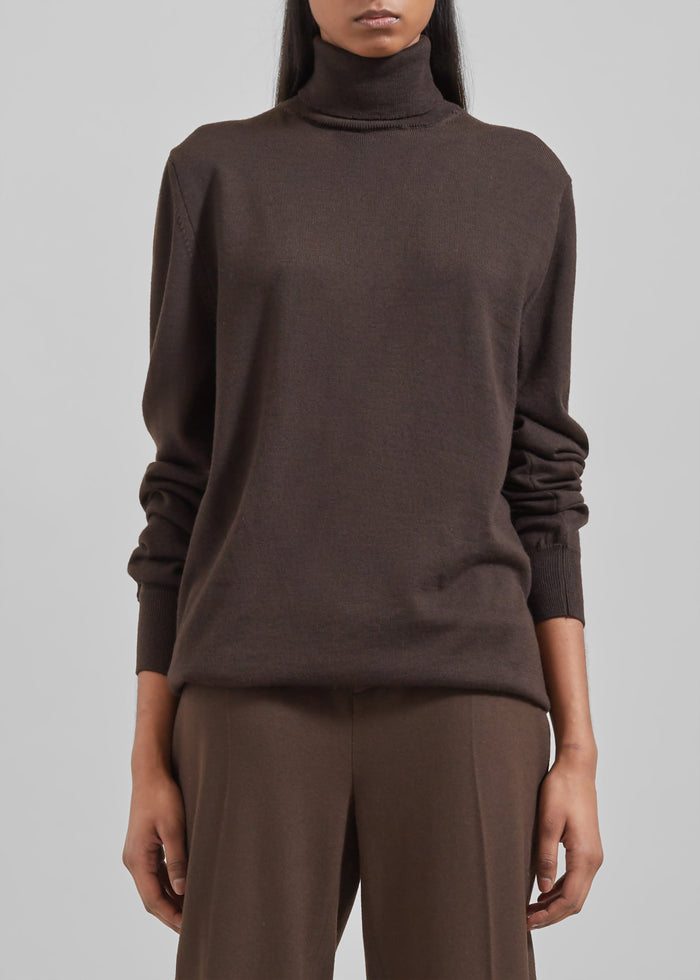 Eve Thin Turtleneck Sweater - Dark Brown