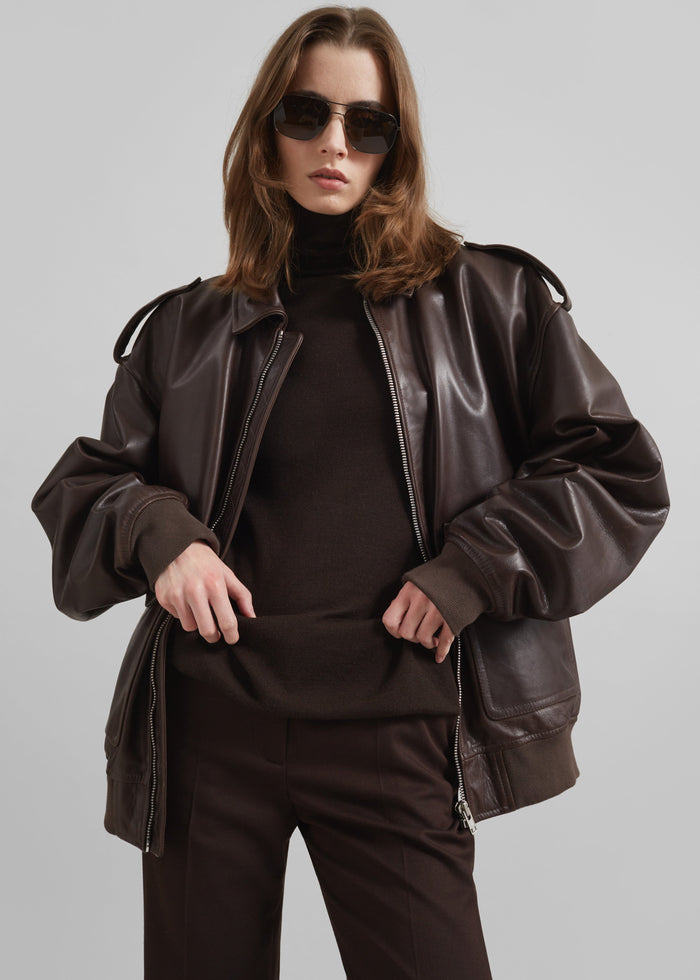 Eve Thin Turtleneck Sweater - Dark Brown
