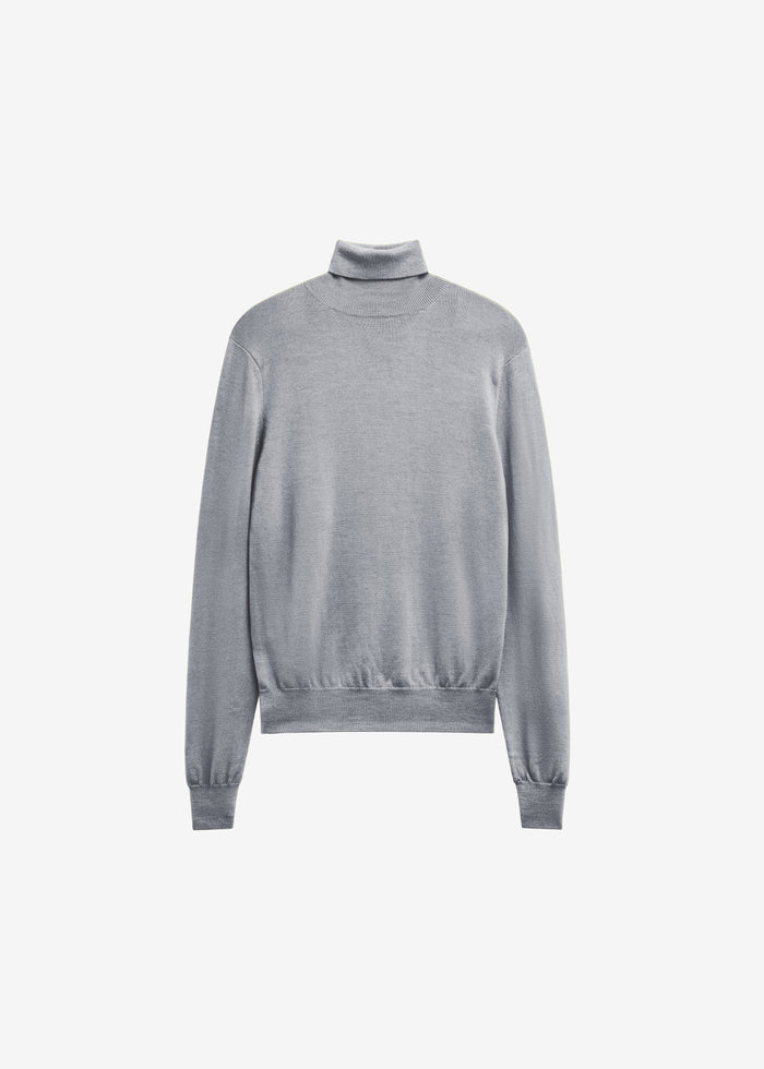 Eve Thin Turtleneck Sweater - Light Grey