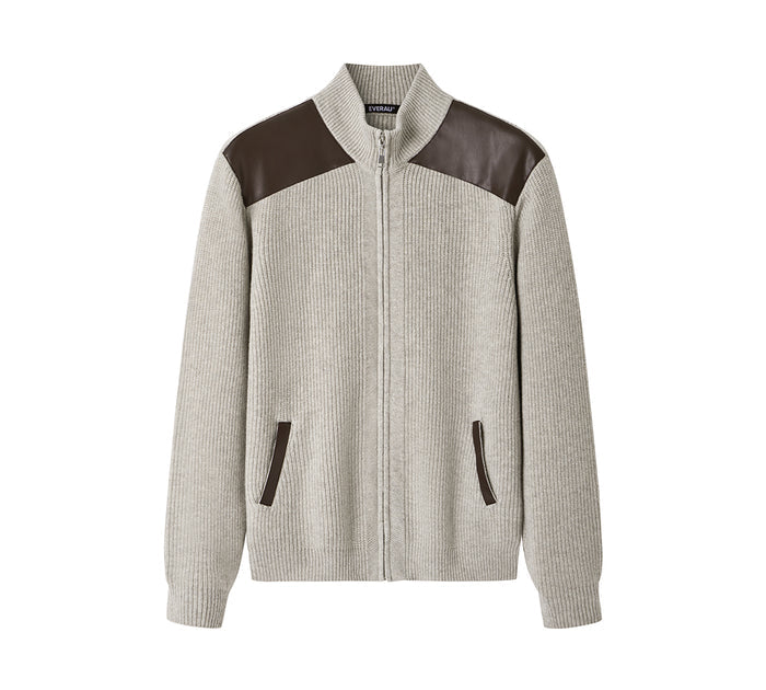 EVERAU® Wool Blend Zip-Up Jacket Stand Collar Urban Style Canver EVERAU