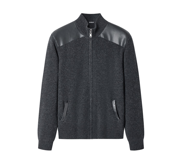 EVERAU® Wool Blend Zip-Up Jacket Stand Collar Urban Style Canver EVERAU