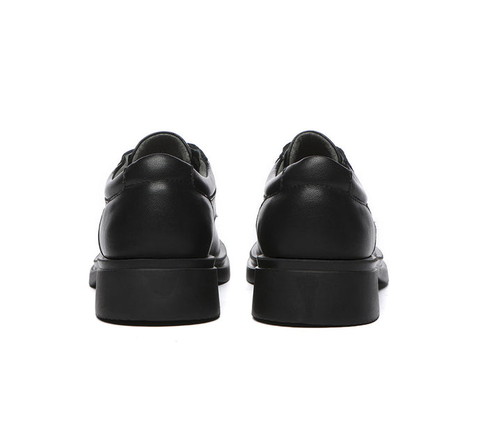School Shoes - EVERAU® Senior Black Leather Lace Up School Shoes