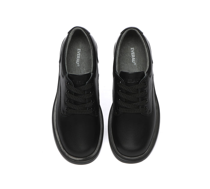 EVERAU® Senior Black Leather Large Size Lace Up School Shoes - UGG EXPRESS
