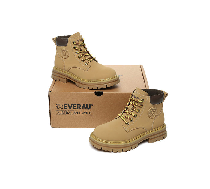 EVERAU® Women Leather Chunky Boots Stephanie