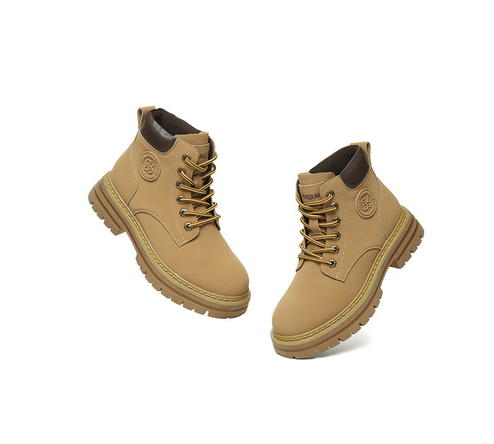EVERAU® Women Leather Chunky Boots Stephanie