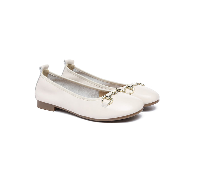 EVERAU® Women Leather Round Toe Metal Buckle Ultra Soft Ballet Flats Blake - UGG EXPRESS