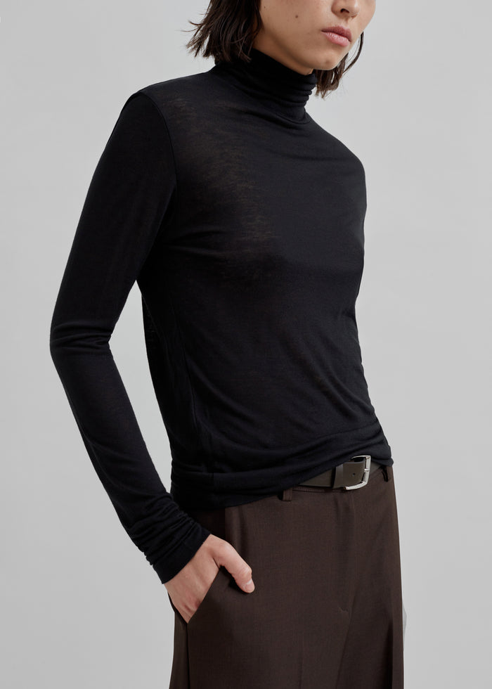 Evren Sheer Turtleneck - Black