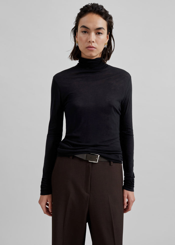 Evren Sheer Turtleneck - Black