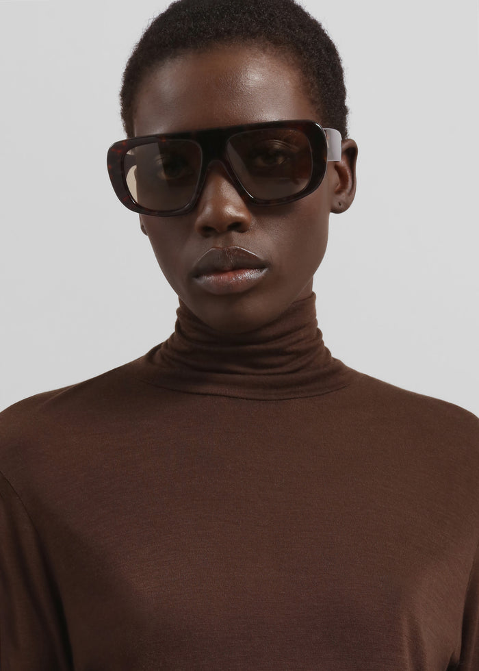 Evren Sheer Turtleneck - Brown