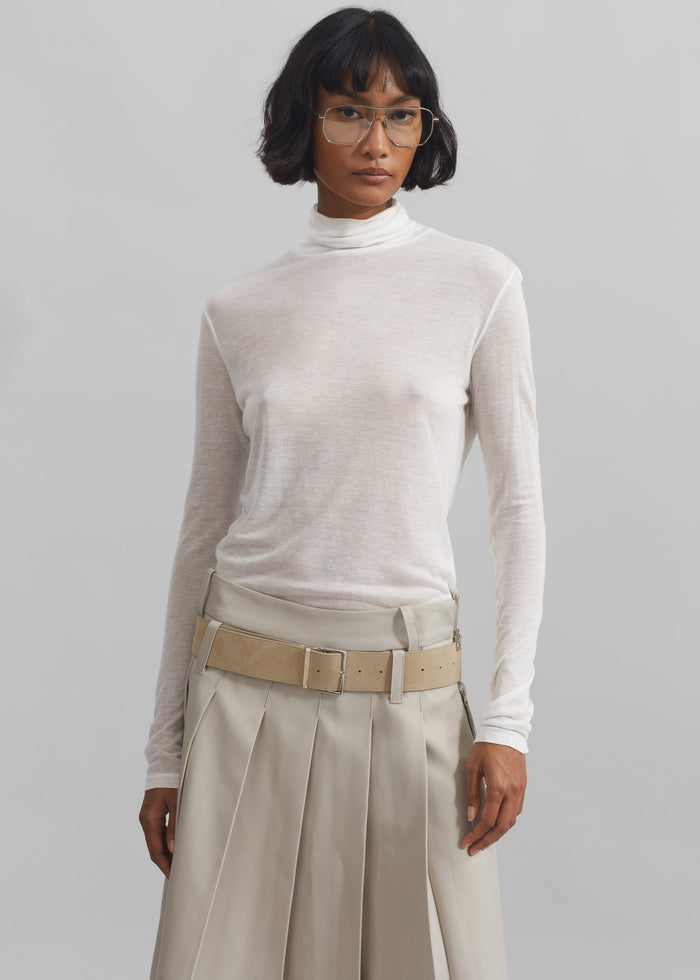 Evren Sheer Turtleneck - White