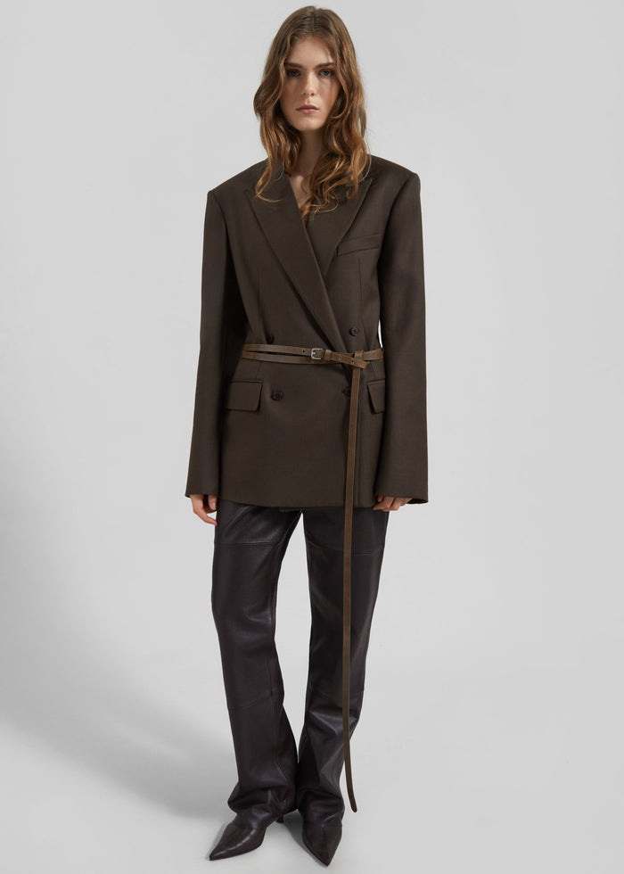 Eyam Leather Belt - Olive