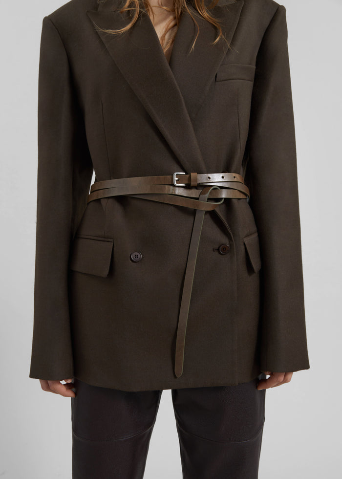 Eyam Leather Belt - Olive