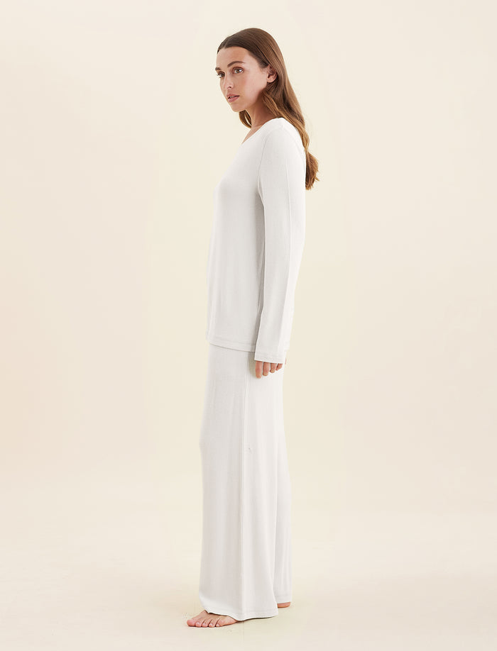 Feather Soft Top & Wide Leg Pant Set