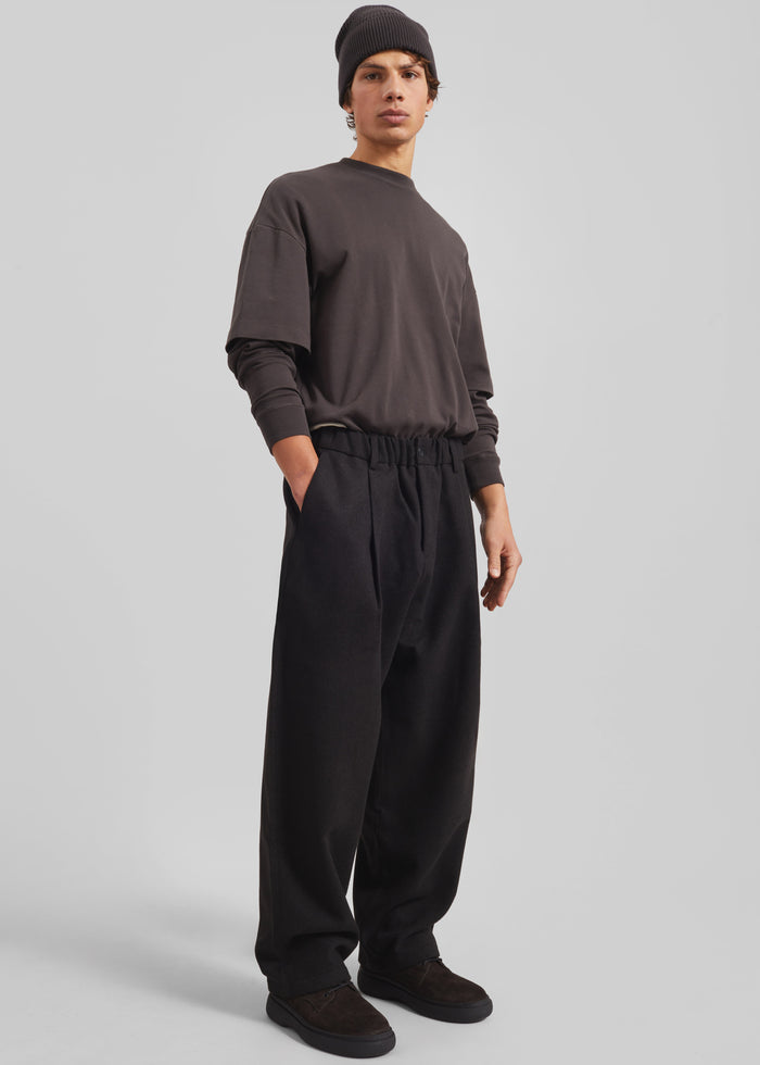 Felix Wool Blend Trousers - Black