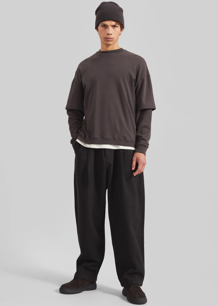 Felix Wool Blend Trousers - Black