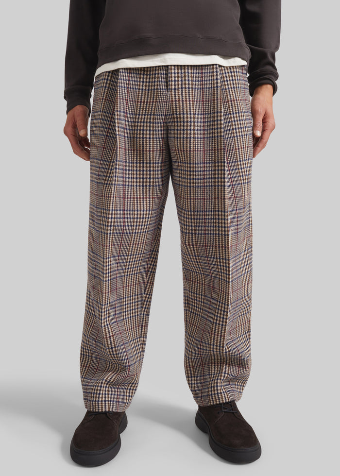 Felix Wool Trousers - Beige Glen Plaid