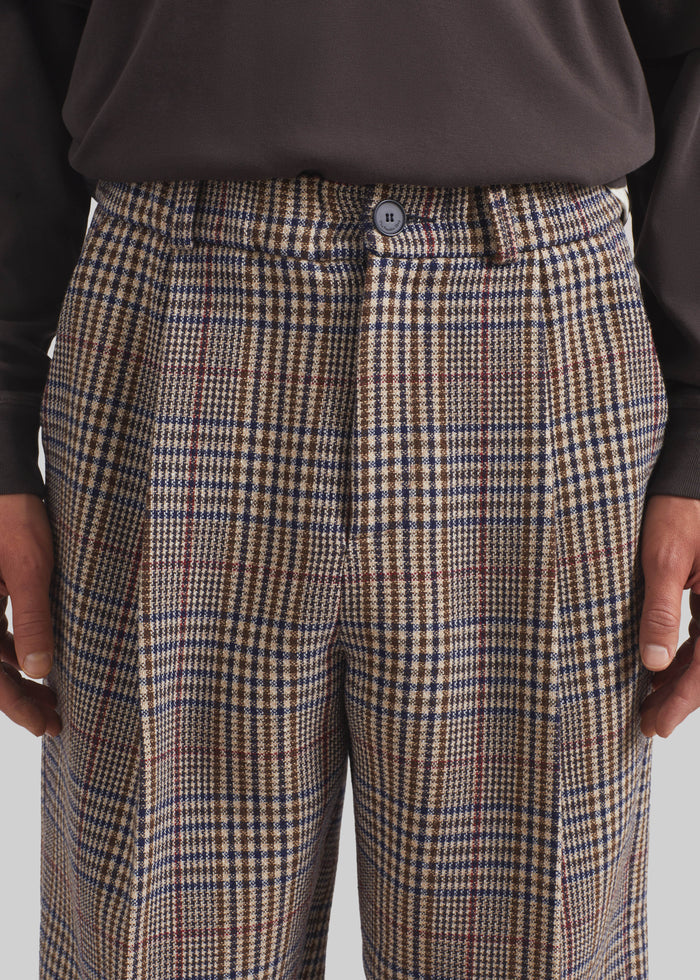 Felix Wool Trousers - Beige Glen Plaid