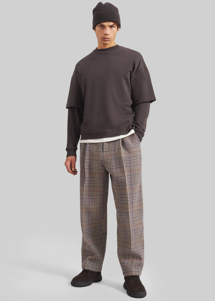 Felix Wool Trousers - Beige Glen Plaid